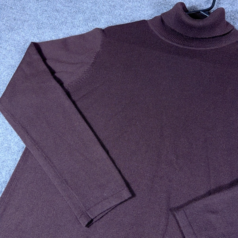 Lauren Ralph Lauren Burgundy Merino Wool Cotton Turtleneck Sweater Large